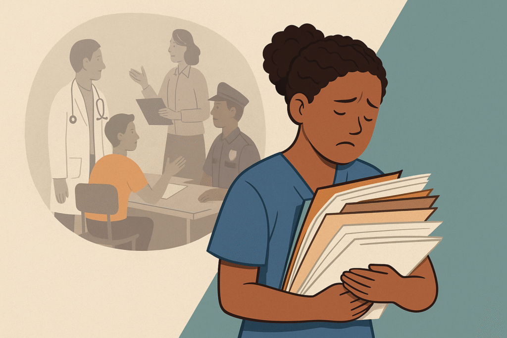 Healthcare provider feeling the strain of caring for others.