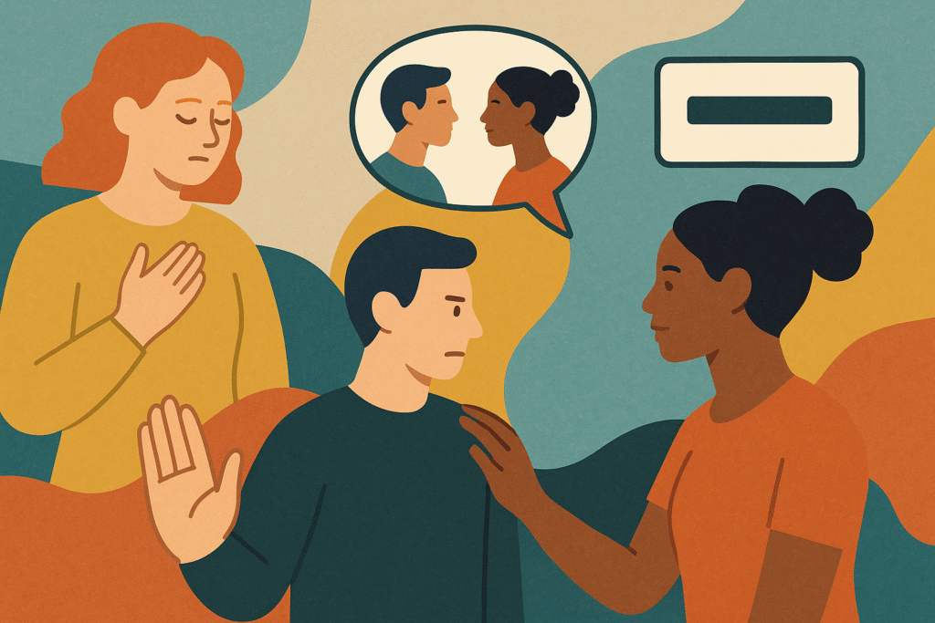 An image depicting a conflict being resolved through communication.