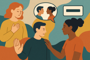 An image depicting a conflict being resolved through communication.