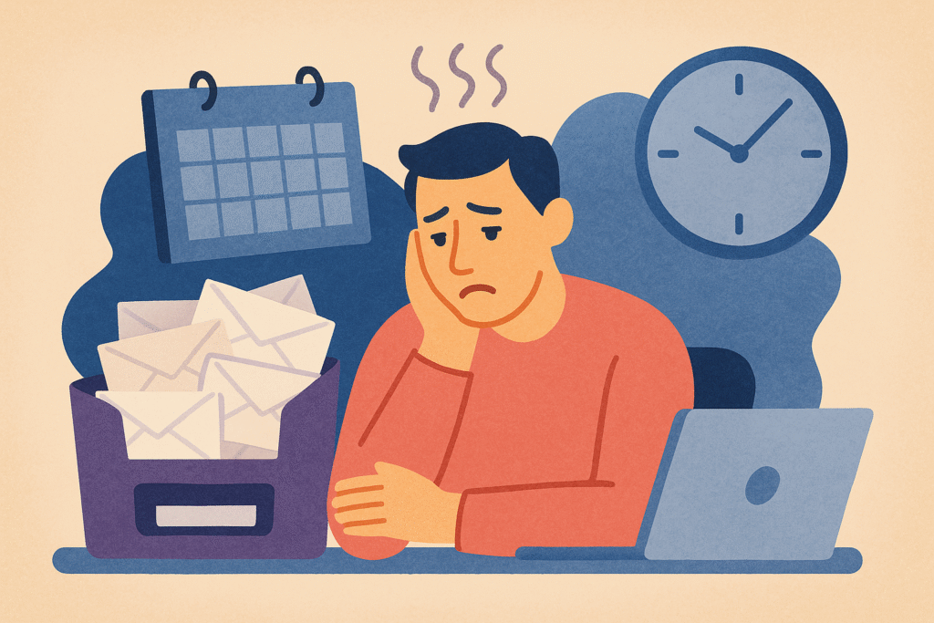 An abstract image depicting a person overwhelmed by the tasks they have to resolve.