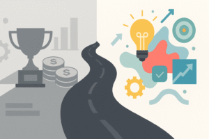 Grayed out rewards, colorful representations if ideation.