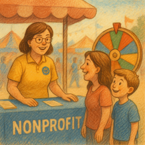 a non-profit booth at a county fair